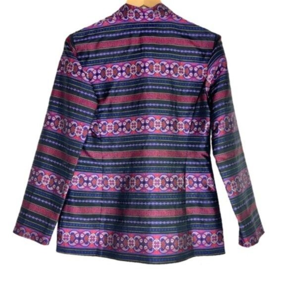 Talbots Silk Blend Button Front Collarless Asian Inspired Blazer - Picture 5 of 5